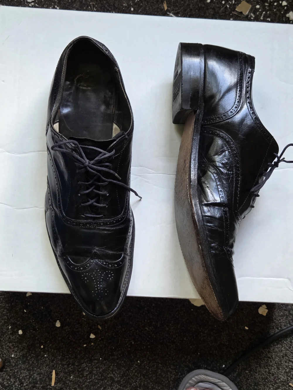 Classic Black Leather Wingtip Derby Shoes